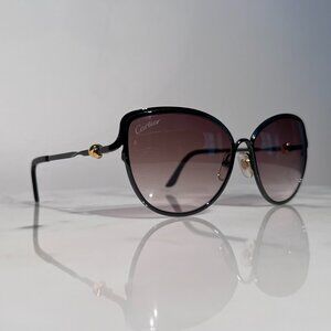 SOLD ! Cartier Glasses Sunglasses Trinity Cat Eye Gold Black